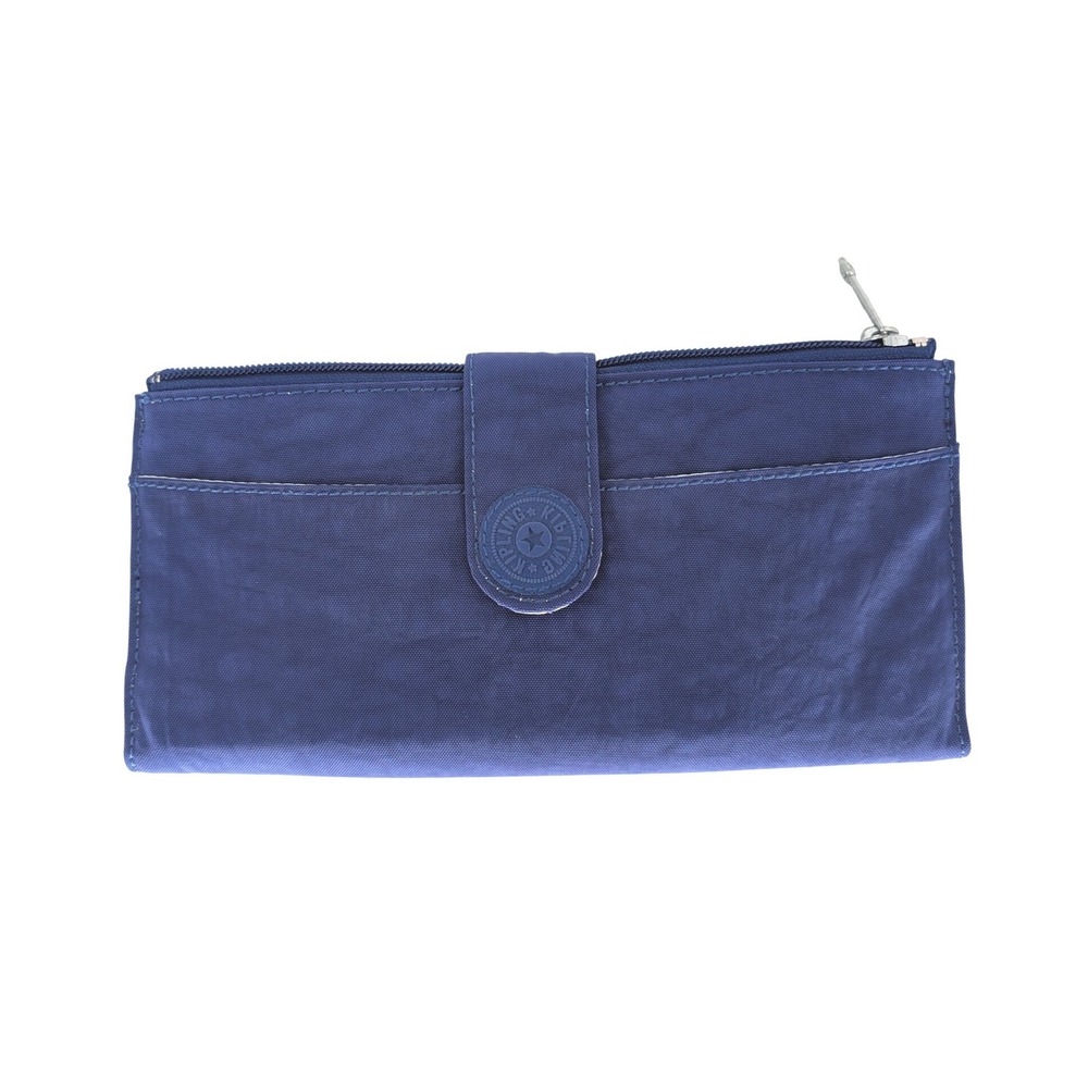 Kipling‎ Wallet Womens OS Blue Crinkle Nylon Bifold Travel Organizer Utility Y2K